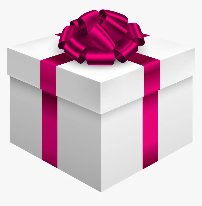 White Gift Box With Pink Bow Png Clipart - Gift Box Png Transparent, Png Download, Free Download