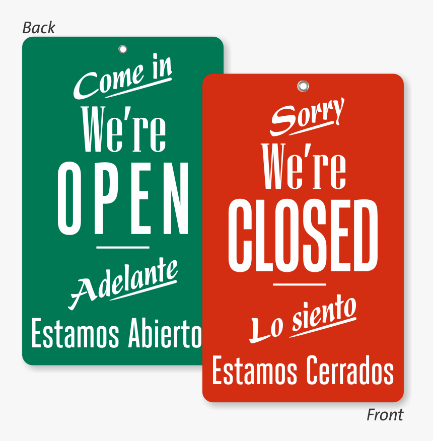 Come In We Are Open Bilingual Be Back Sign - Open Closed Design, HD Png Download, Free Download
