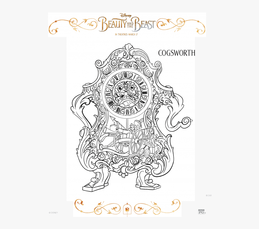 Beauty And The Beast Coloring Page-, HD Png Download, Free Download