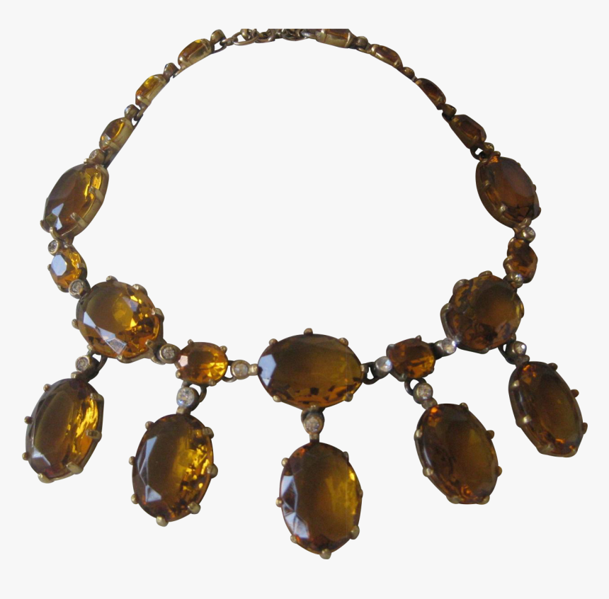 Rare Early Eisenberg Large Citrine Glass & Rhinestones - Necklace, HD Png Download, Free Download