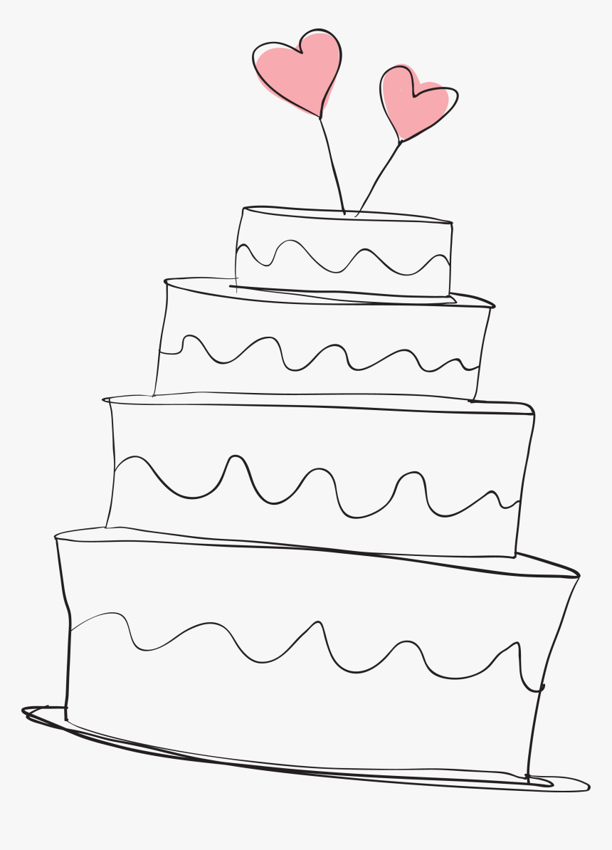 Clip Art Wedding Cake Clip Art - Line Art, HD Png Download, Free Download