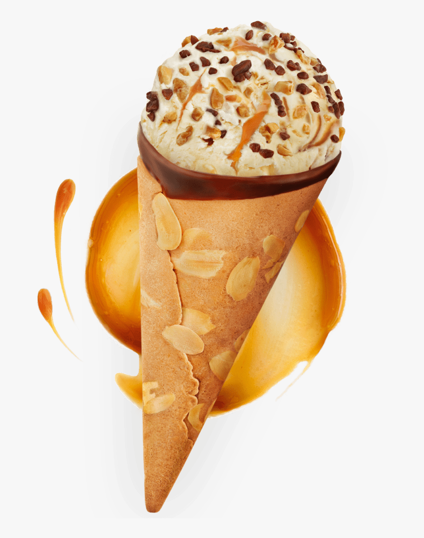 Cone Vanilla Caramel Almond Plint Crop - Haagen Daz Ice Cream Cone, HD Png Download, Free Download