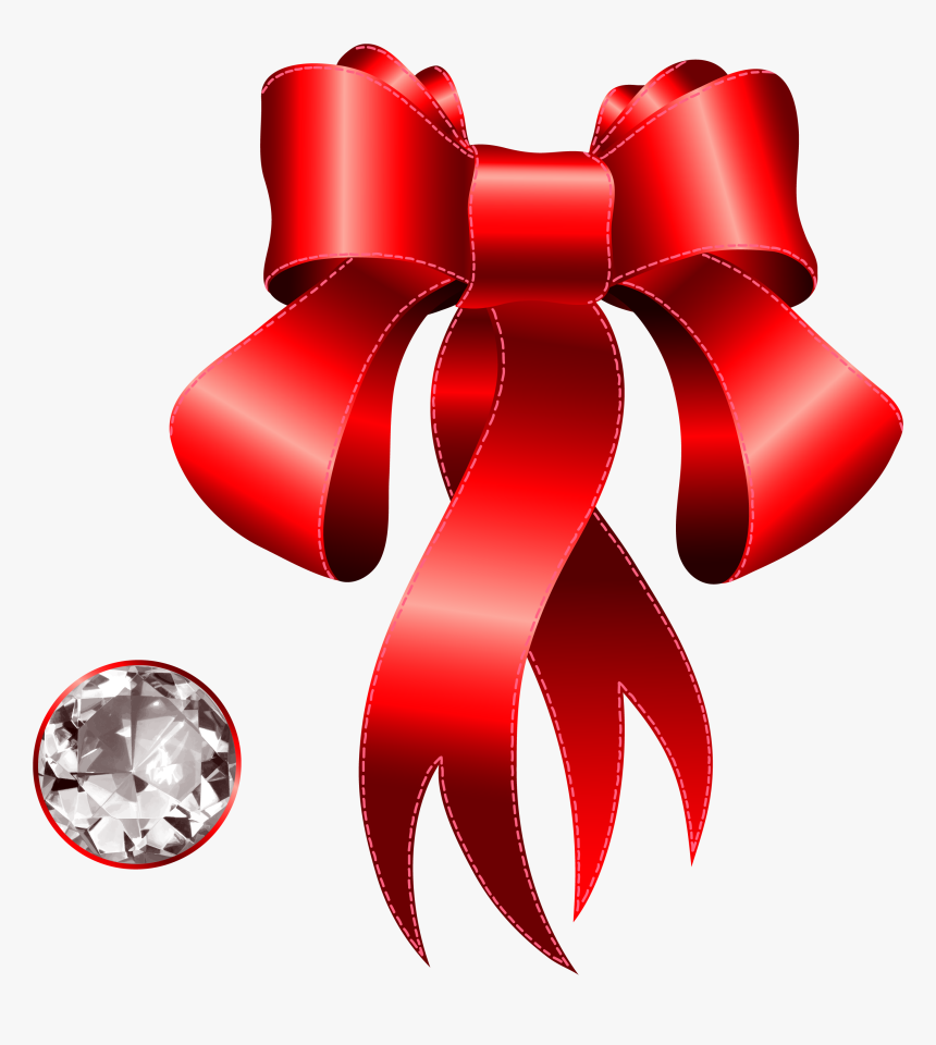 Red Bow With Diamond, HD Png Download, Free Download