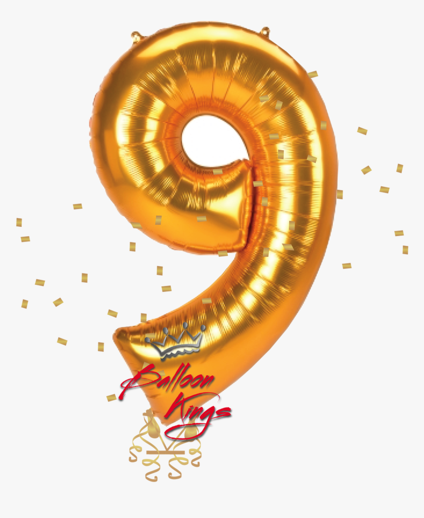 Gold Jumbo Number - 9 Balloon Png, Transparent Png, Free Download