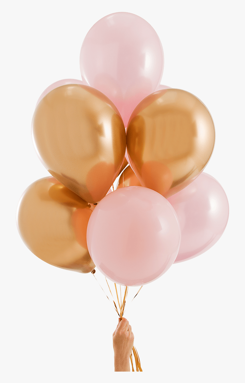 Pink And Gold Party Balloons - Ballon Pink And Gold, HD Png Download - kind...