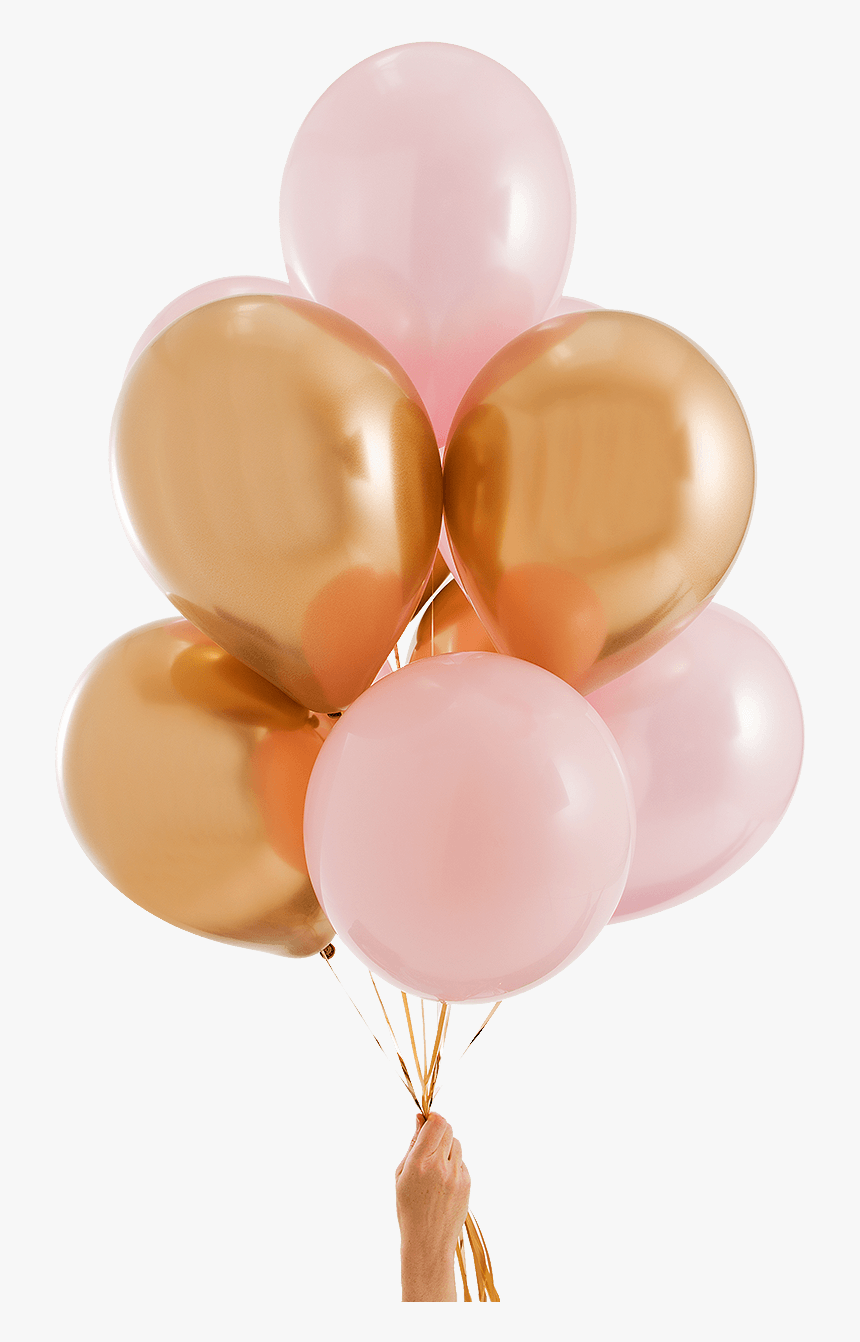 Pink And Gold Party Balloons - Ballon Pink And Gold, HD Png Download, Free Download