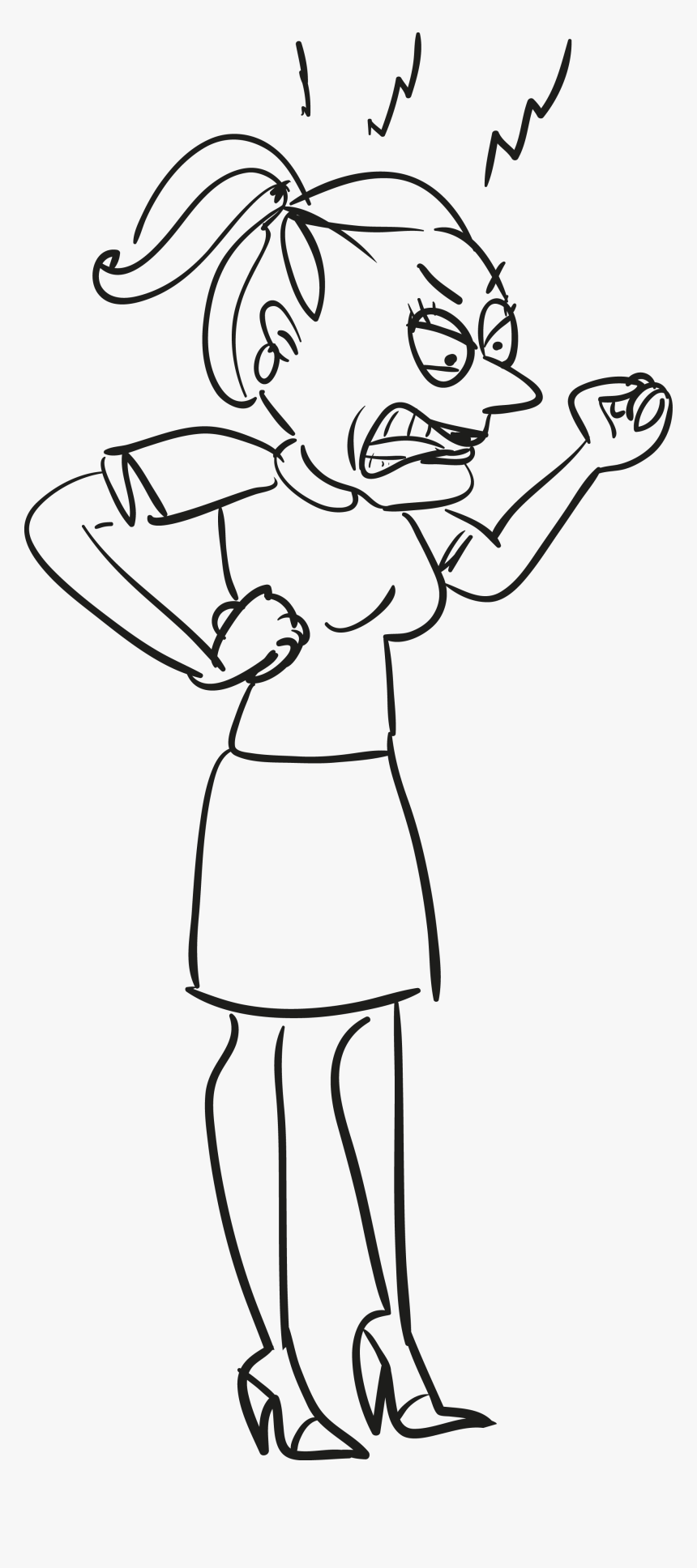 Butter Drawing Angry And Cartoon Facial Expression - Angry Woman Clipart Black And White, HD Png Download, Free Download