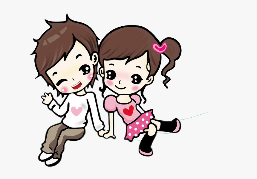 Cartoon Animation Love Drawing Couple - Cute Boy And Girl Cartoon Drawing, HD Png Download, Free Download