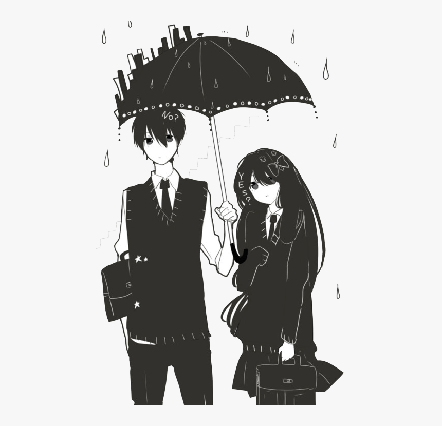 Sad Couple Png Photos - Transparent Black And White Anime Couple, Png ...