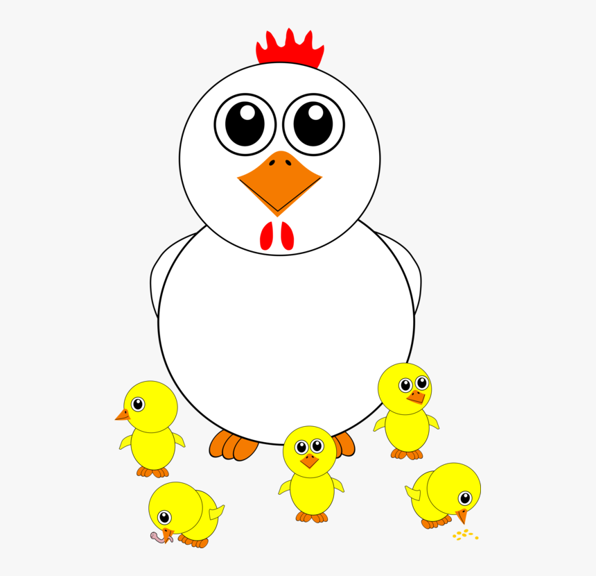 Cartoon Chicken And Chicks Vector Illustration - Chicken Clipart Face, HD Png Download, Free Download