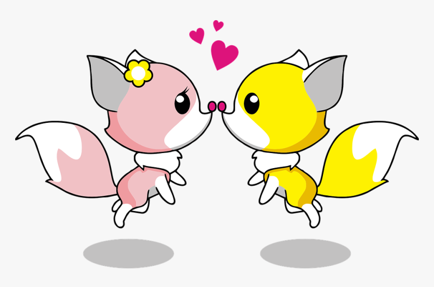 Anthropomorphized Animals, Cartoon, Couple - Animated Good Morning Kiss, HD Png Download, Free Download