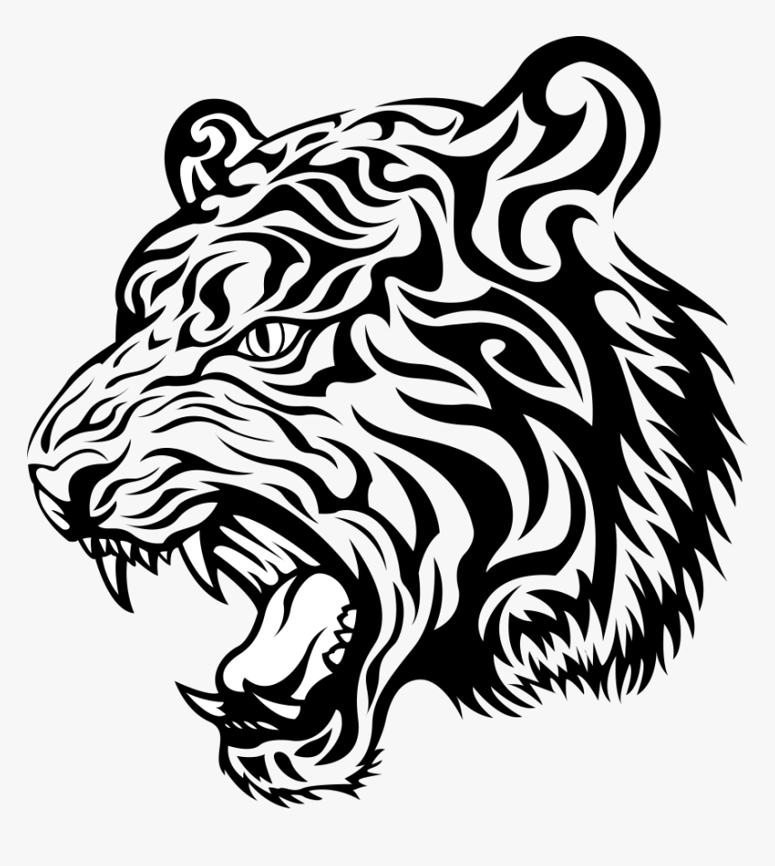 Transparent Tiger Face Clipart Black And White - Black Tiger Vector Png, Png Download, Free Download