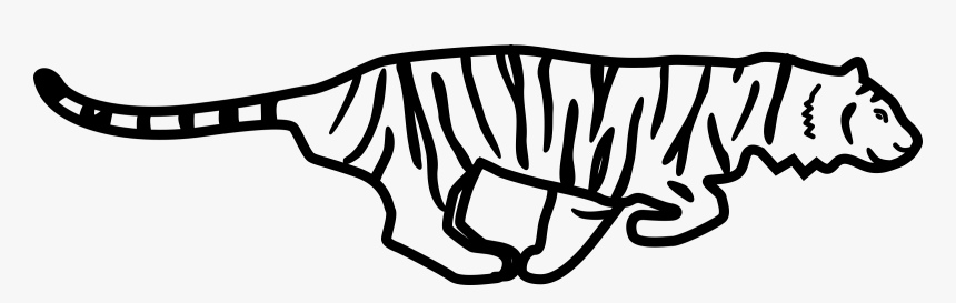 Tiger Sprinting Clip Arts - Tiger Running Outline, HD Png Download, Free Download