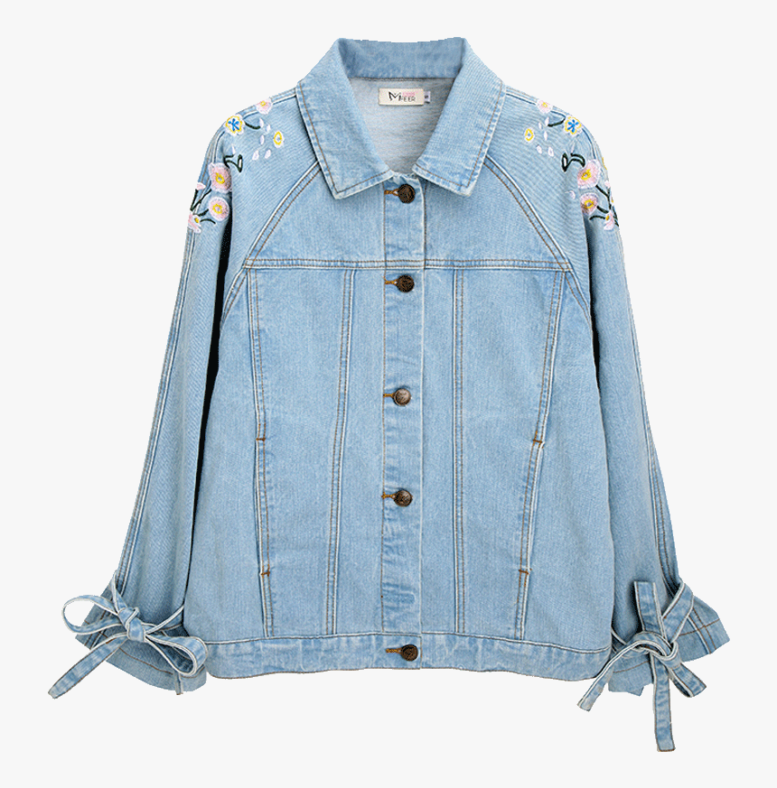 Embroidered Denim Jacket Female Spring And Autumn 2019 - Pocket, HD Png ...