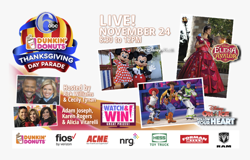 6abc Dunkin Donuts Thanksgiving Day Parade 2017, HD Png Download, Free Download