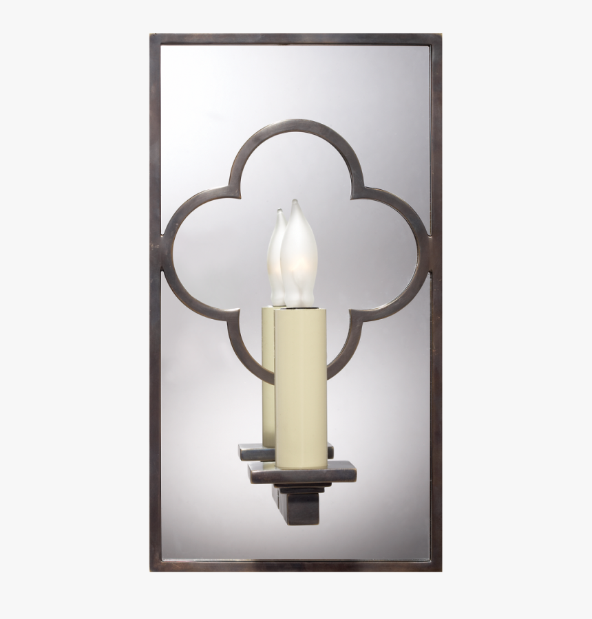 Quatrefoil Rectangle Mirrored Sconce In Bronze - Sconce, HD Png Download, Free Download