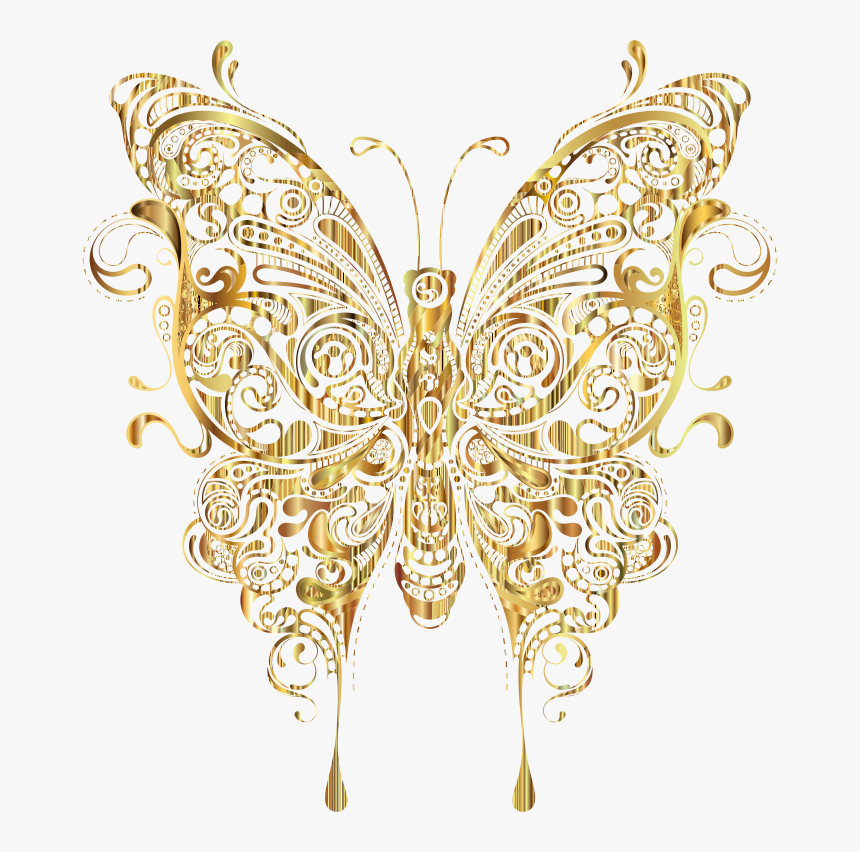 Transparent Moth Wings Png - Transparent Background Gold Butterfly Png, Png Download, Free Download