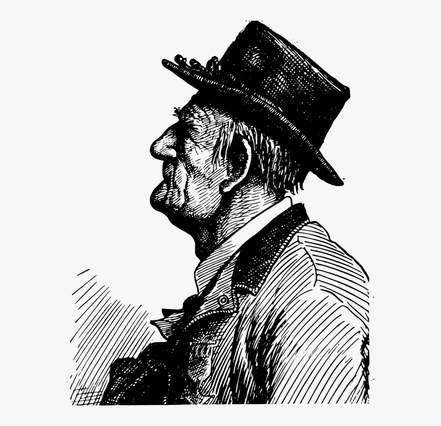 Art,fedora,monochrome Photography - Face Old Man Vector, HD Png Download, Free Download