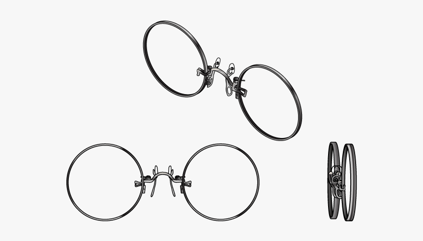 Three Views Of Pince Nez Frames - Teddy Roosevelt Glasses, HD Png Download, Free Download