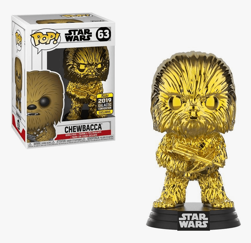 Chewbacca 63 Gold Chrome - Star Wars Celebration 2019 Funko Pop, HD Png Download, Free Download