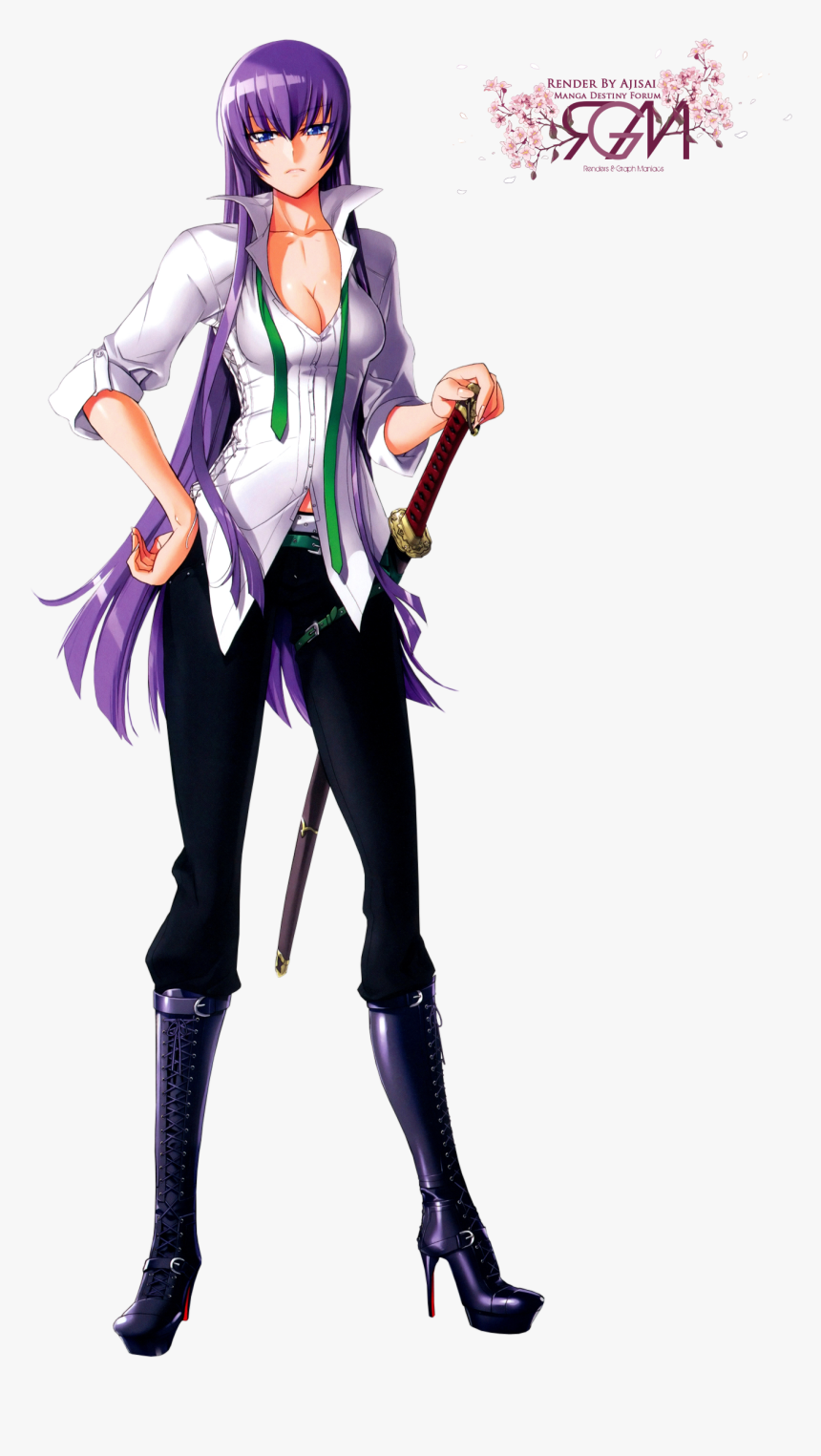 Saeko Busujima Hotd Anime High School, Manga Art, Anime, HD Png Download, Free Download