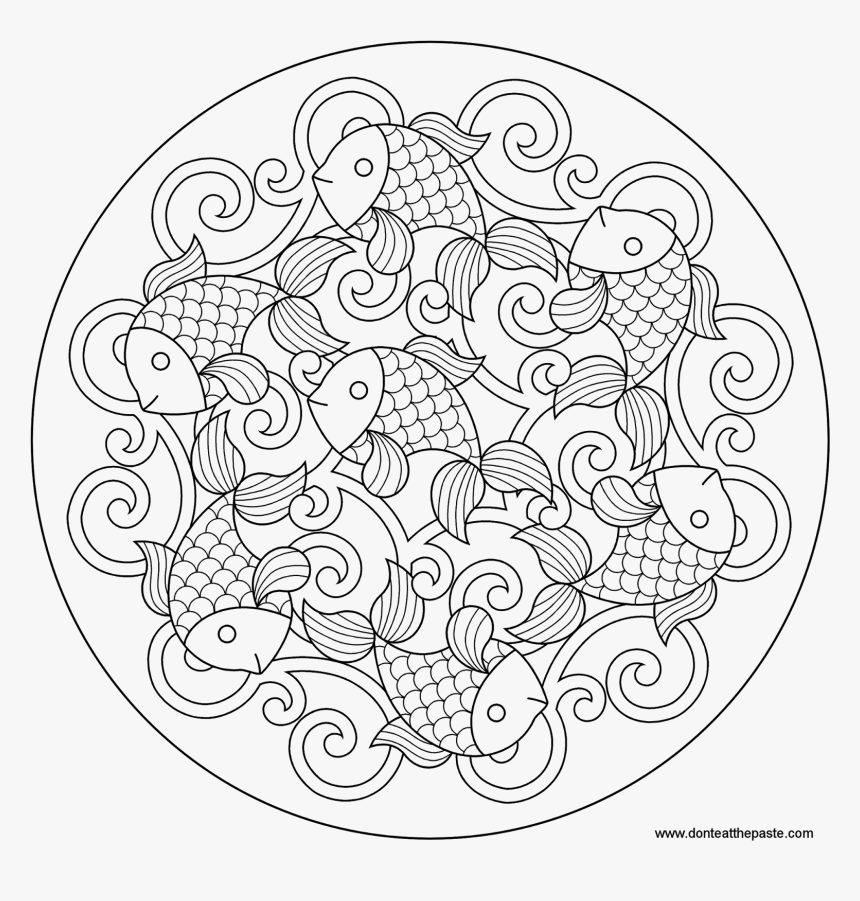 Drawing Mandala Mandela - Goldfish Mandala, HD Png Download, Free Download