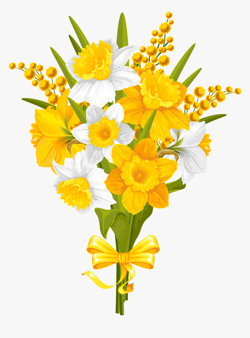 Daffodil Clipart Tulip - Clipart Yellow Flower Vase, HD Png Download, Free Download