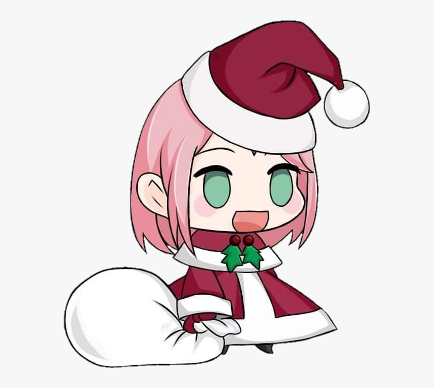 #sakura #sakuraharuno #sakurauchiha #cute #chibi #anime - Chibi Anime Girl Christmas, HD Png Download, Free Download