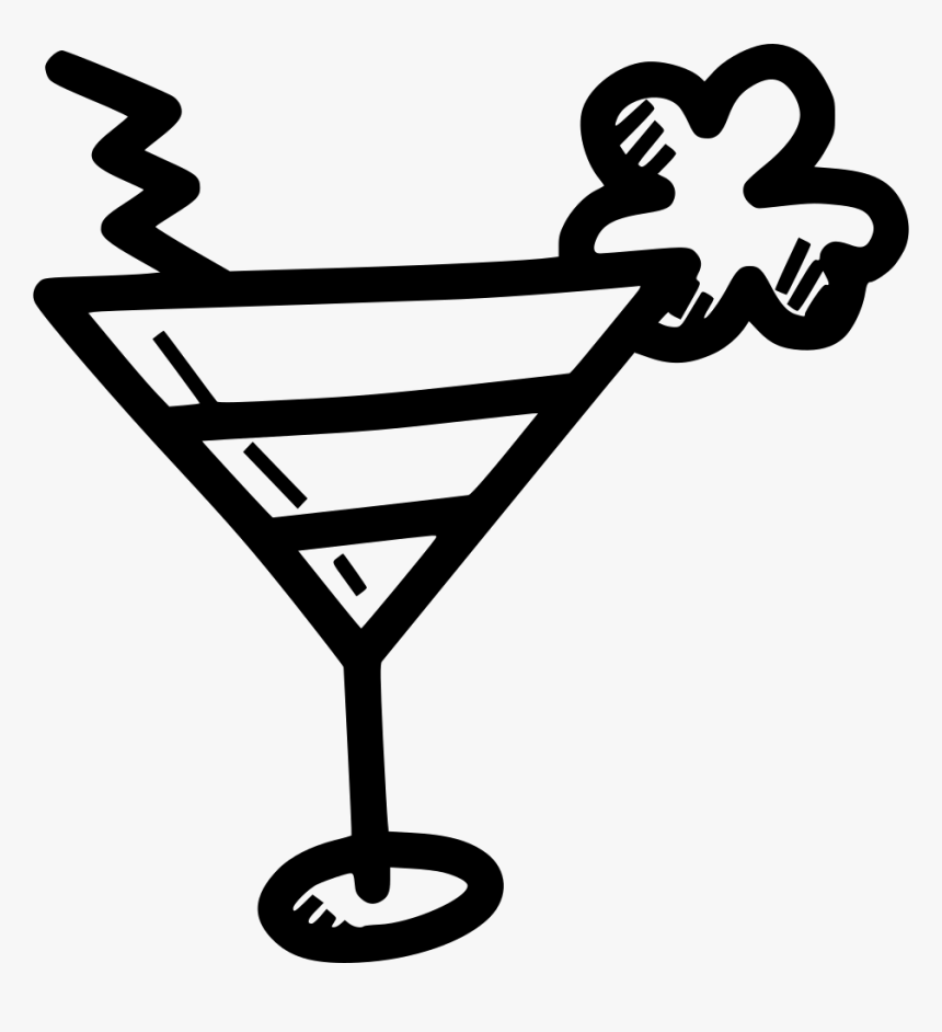 Martini Clipart Mocktail - Mocktail Black And White, HD Png Download, Free Download