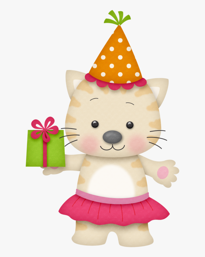 Birthday Girl Christmas Cute - Cat Clip Art With Birthday Hat, HD Png Download, Free Download