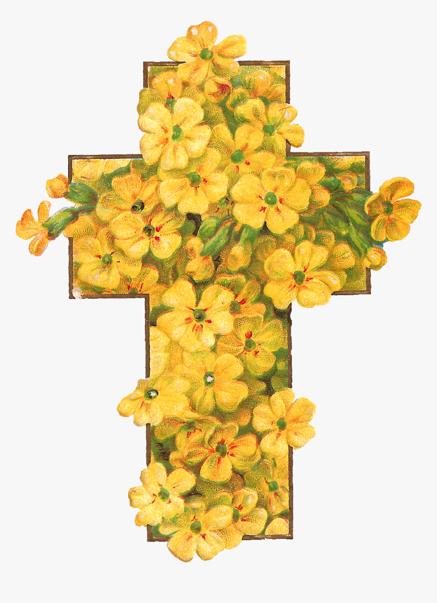 Cross With Easter Flowers Clipart - Happy Easter Cross Flowers, HD Png Download, Free Download