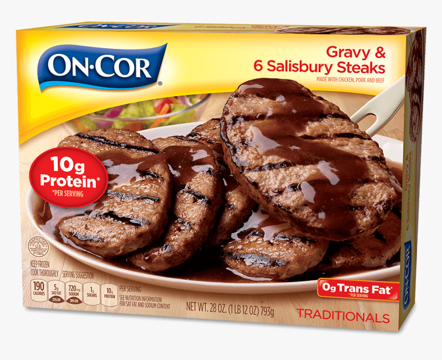 Gravy & 6 Salisbury Steaks - Salisbury Steak Frozen Dinners, HD Png Download, Free Download