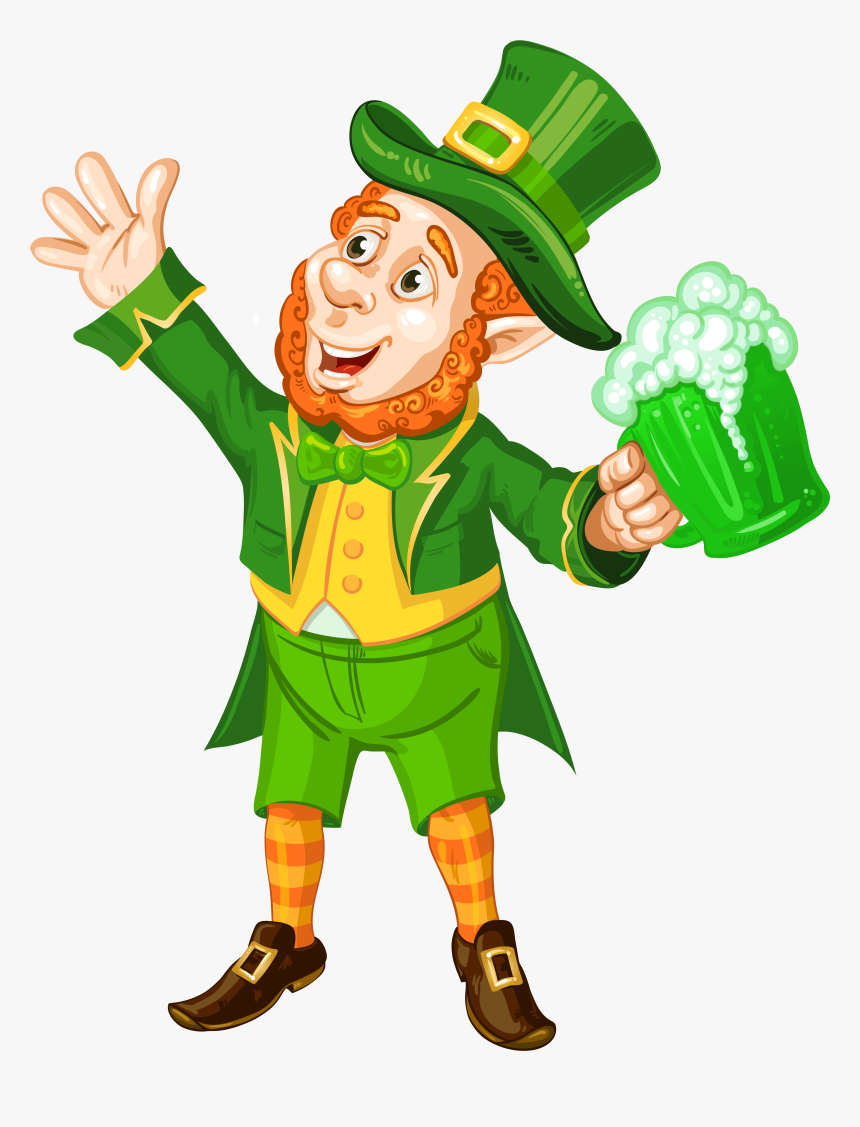 St Patrick Day Leprechaun With Green Beer Transparent - St Patrick's Day Png, Png Download, Free Download