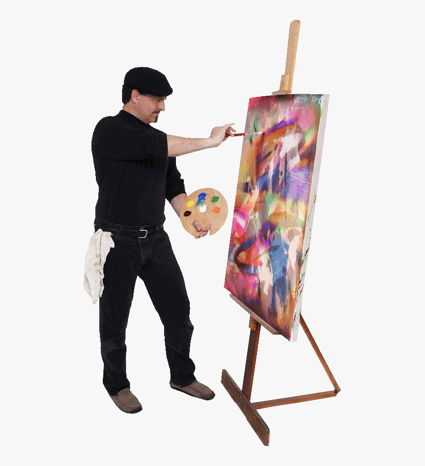 Transparent Painting Easel Clipart - Artist Painting On Canvas, HD Png Download, Free Download
