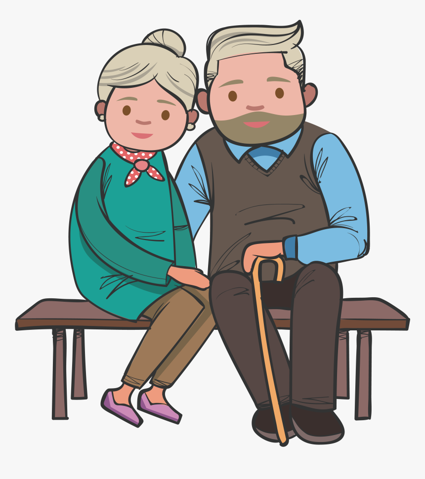 Bench Age Grandparent The - Old Age Couple Clipart, HD Png Download, Free Download