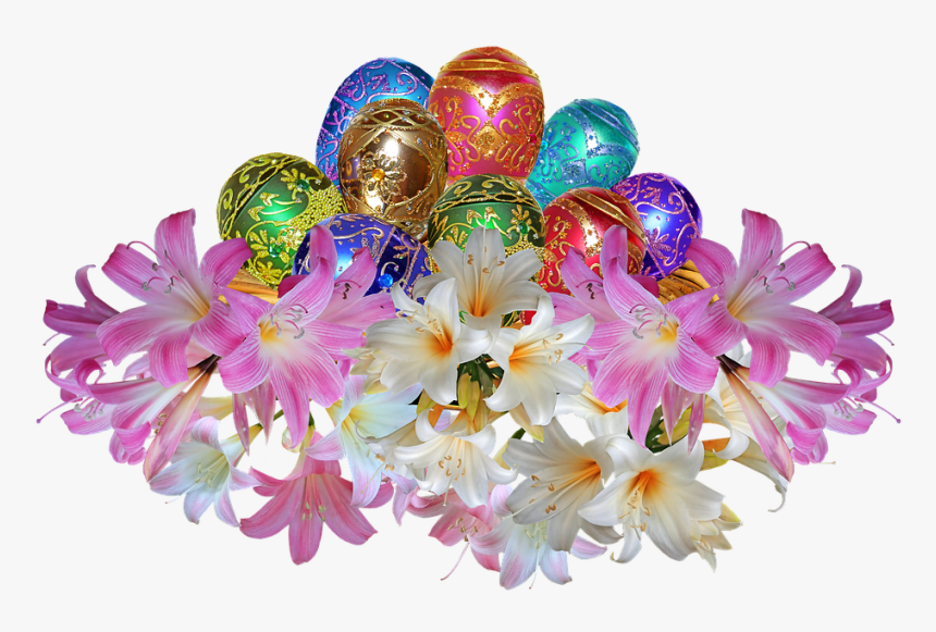 Easter, Eggs, Flowers, Easter Lilies, Decoration - Lily Family, HD Png Download, Free Download