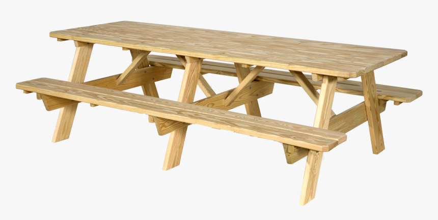 Wooden Traditional Style With Attached Benches - Picnic Table, HD Png Download, Free Download