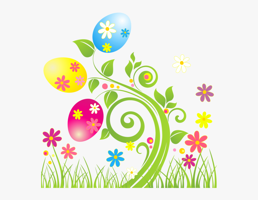 Easter Egg Decoration With Flowers Png Transparent - Easter Clip Art Png, Png Download, Free Download