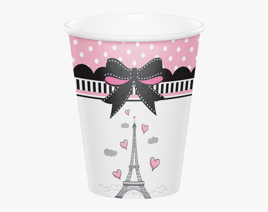 Paris Party Cups, Little Girl Beverage Cups, Eiffel - Decoration Anniversaire Paris, HD Png Download, Free Download