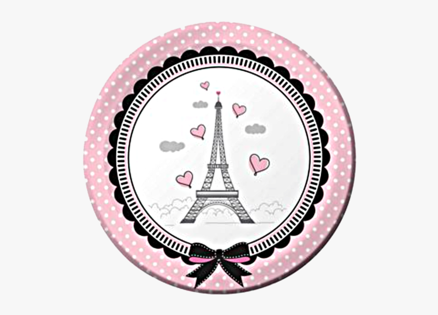 Pink Paris Party Lunch Plates - Paris Themed Png Bonjour, Transparent Png, Free Download