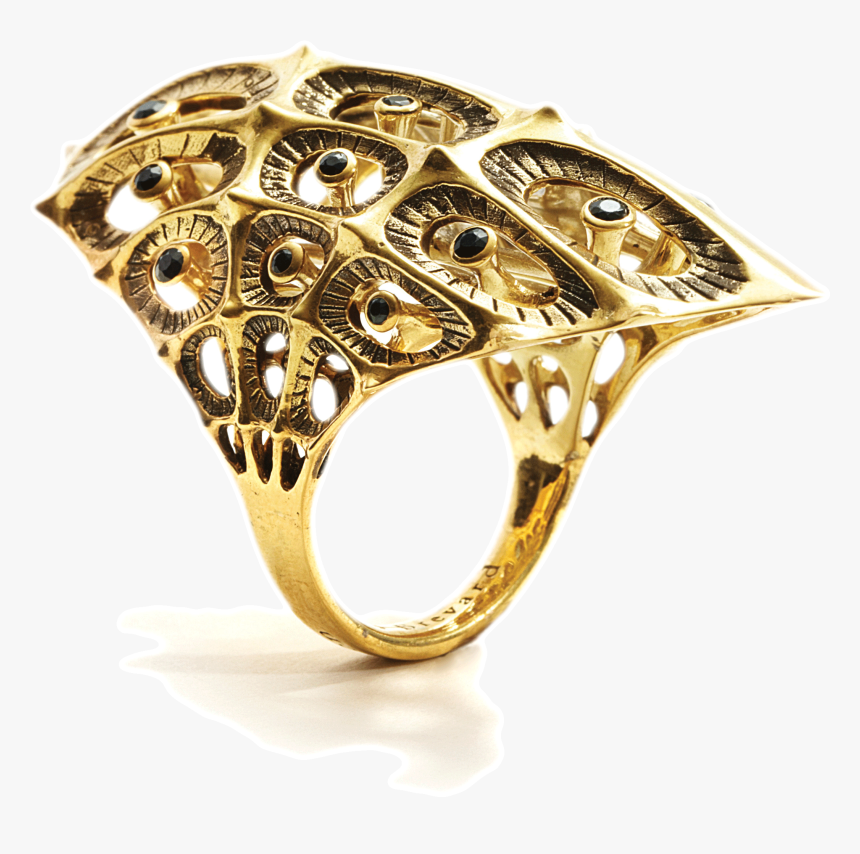 Morpho Black Diamond Gold Ring - Engagement Ring, HD Png Download, Free Download