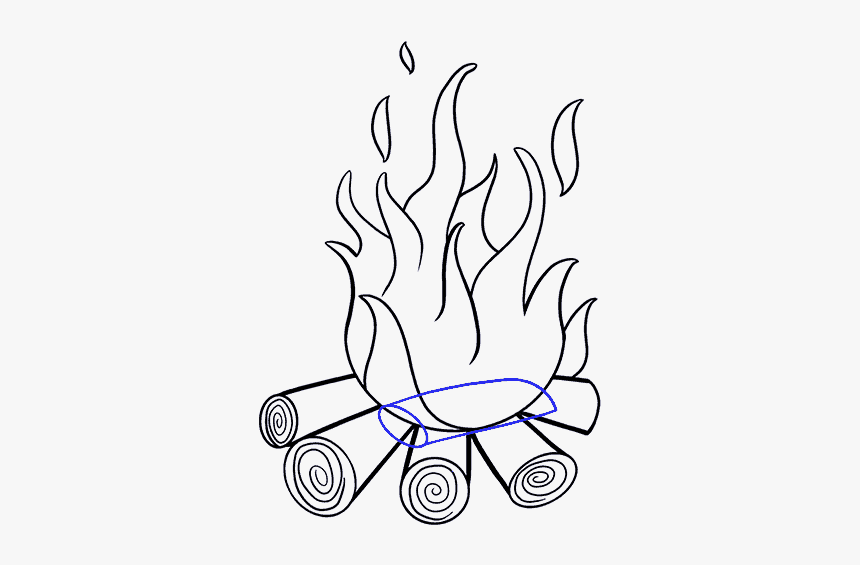 How To Draw Fire - Draw A Fire With Logs, HD Png Download, Free Download