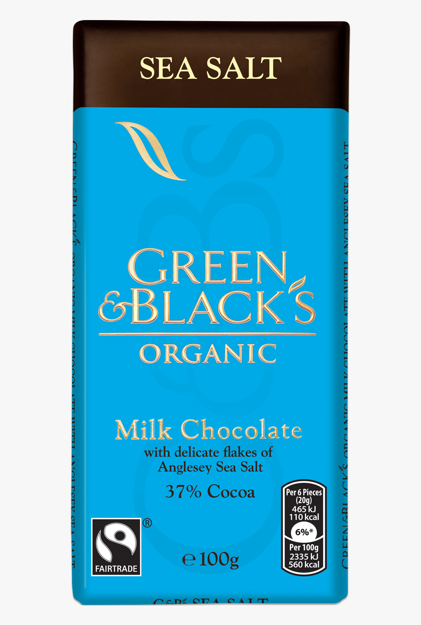 G&b"s Sea Salt 100g Bar - Green And Blacks Sea Salt, HD Png Download, Free Download