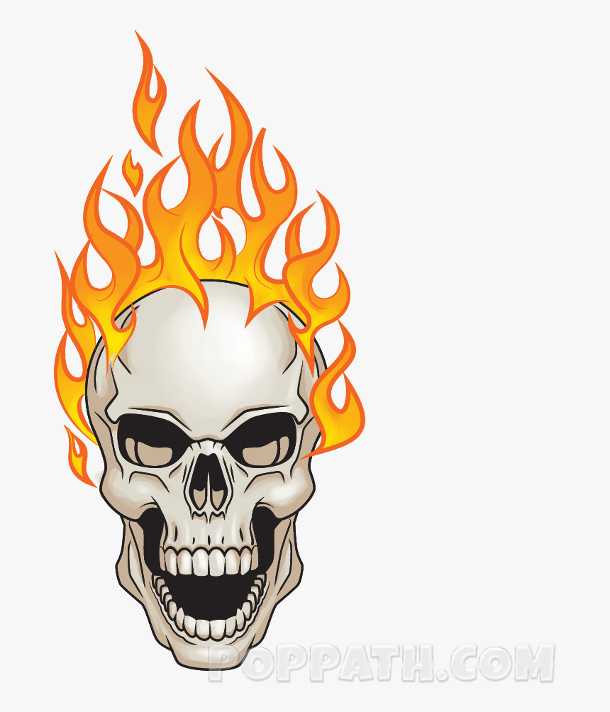 Flaming Skull No Background, HD Png Download - kindpng