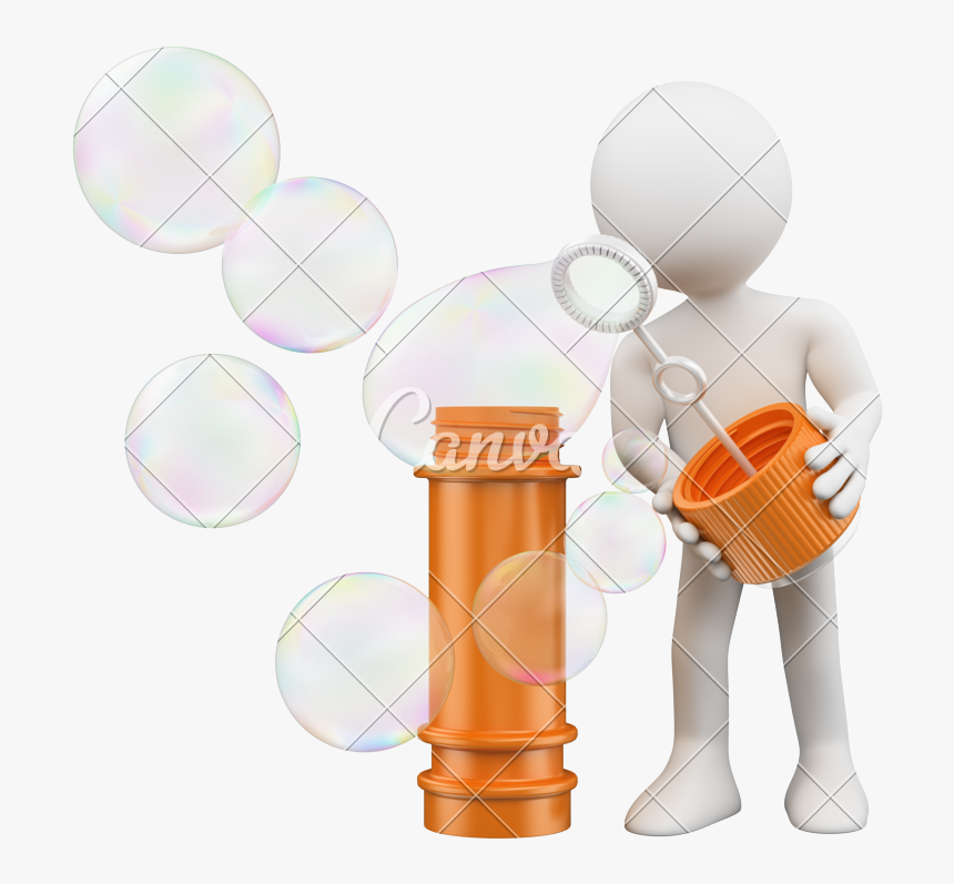 Transparent Soap Bubbles Clipart - 3d White People Blowing Soap Bubbles, HD Png Download, Free Download