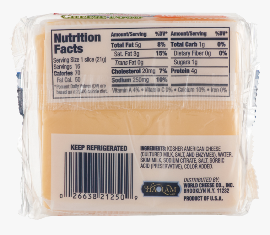 Calories 1 Slice American Cheese, HD Png Download, Free Download