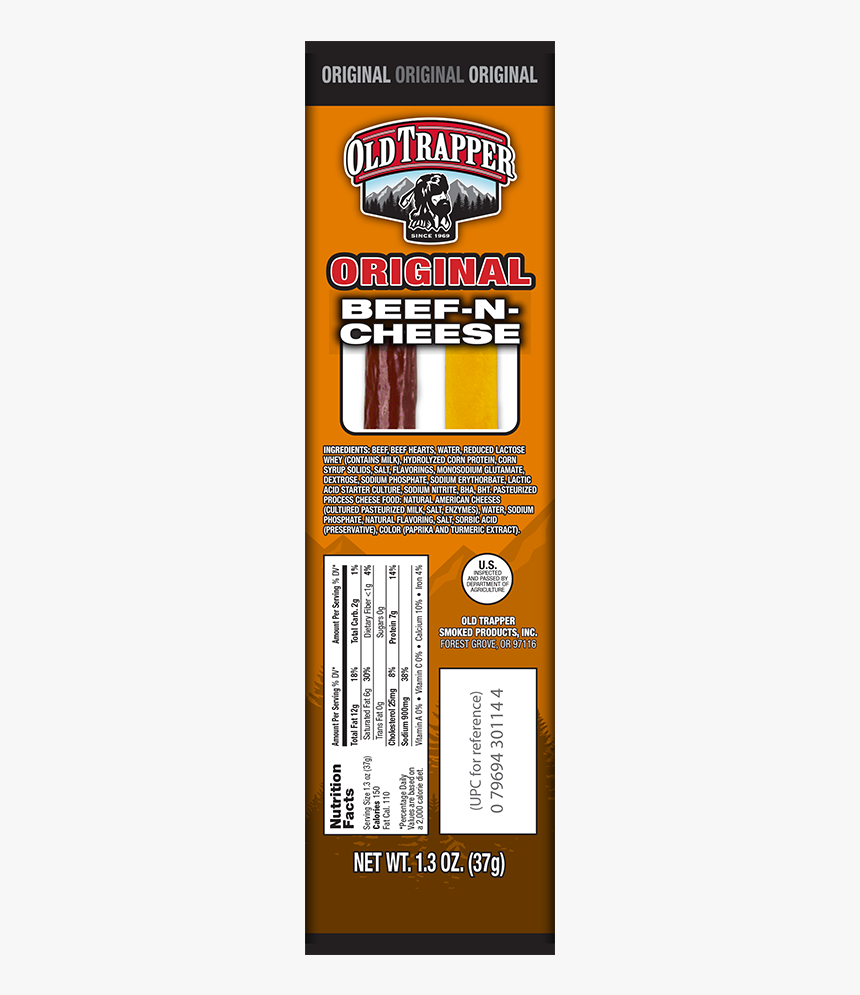 Individual Original Beef & Cheese Snack Stick - Old Trapper, HD Png Download, Free Download