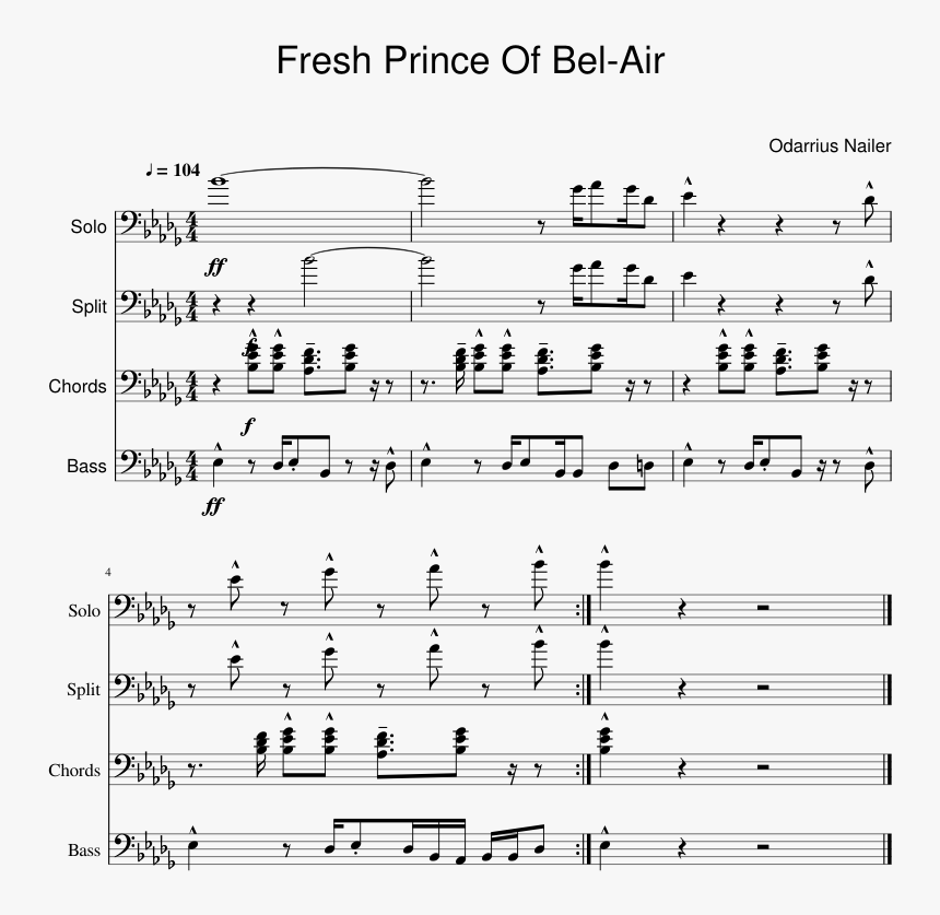 Fresh Prince Png -fresh Prince Of Bel Air Piano Tutorial - Sheet Music For Fresh Prince Of Bel Air, Transparent Png, Free Download