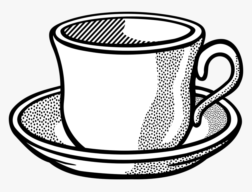 Line Art,dinnerware Set,cup - Cup And Saucer Clipart Black And White, HD Png Download, Free Download
