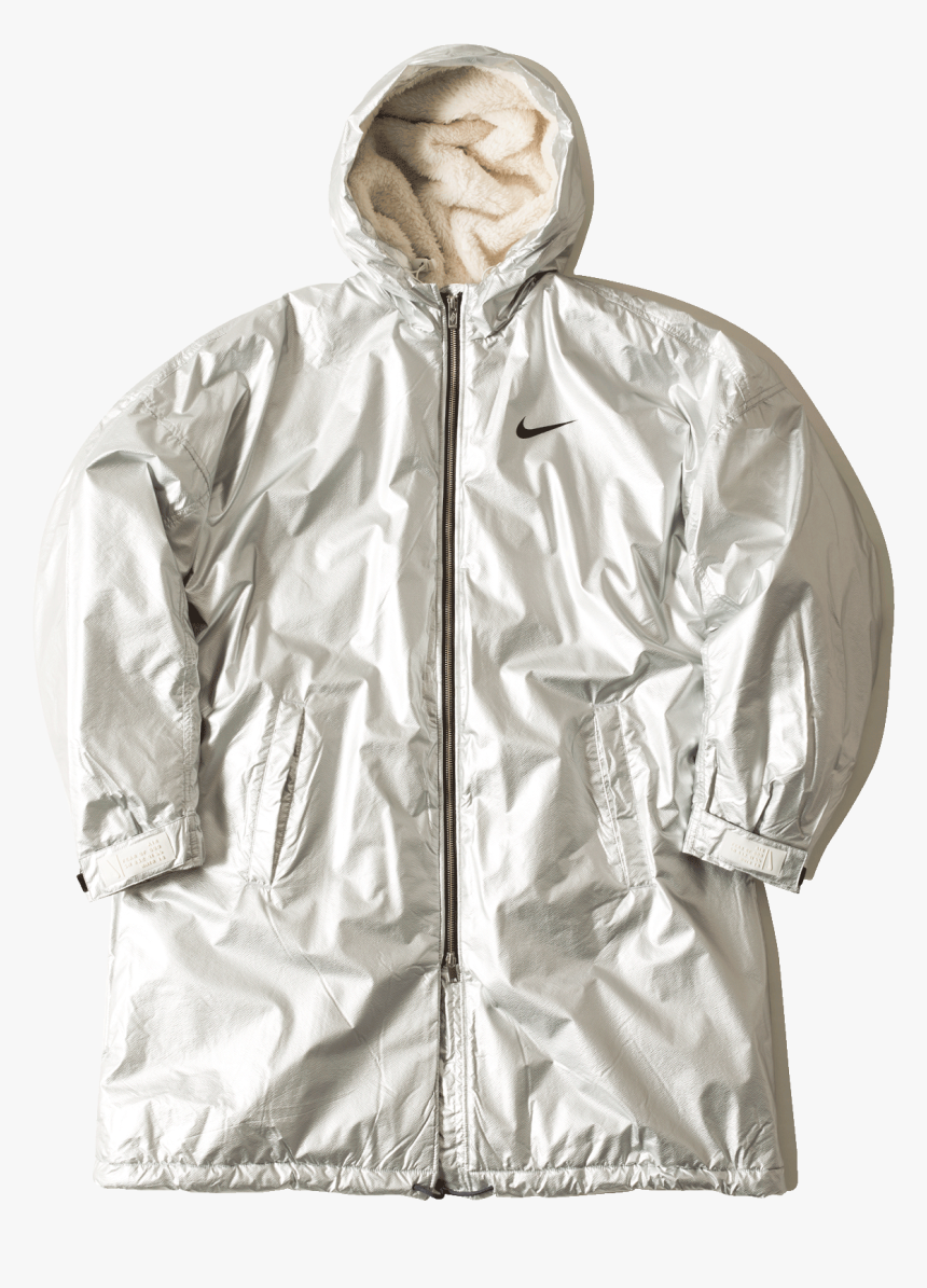 Fear Of God X Nike Parka Jacket Metalic Silver - Hood, HD Png Download, Free Download